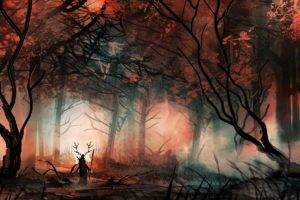 hero, Loneliness, Fantasy art, Trees, Forest, Digital art, Mist