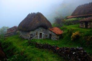landscape, Grass, Mist, House
