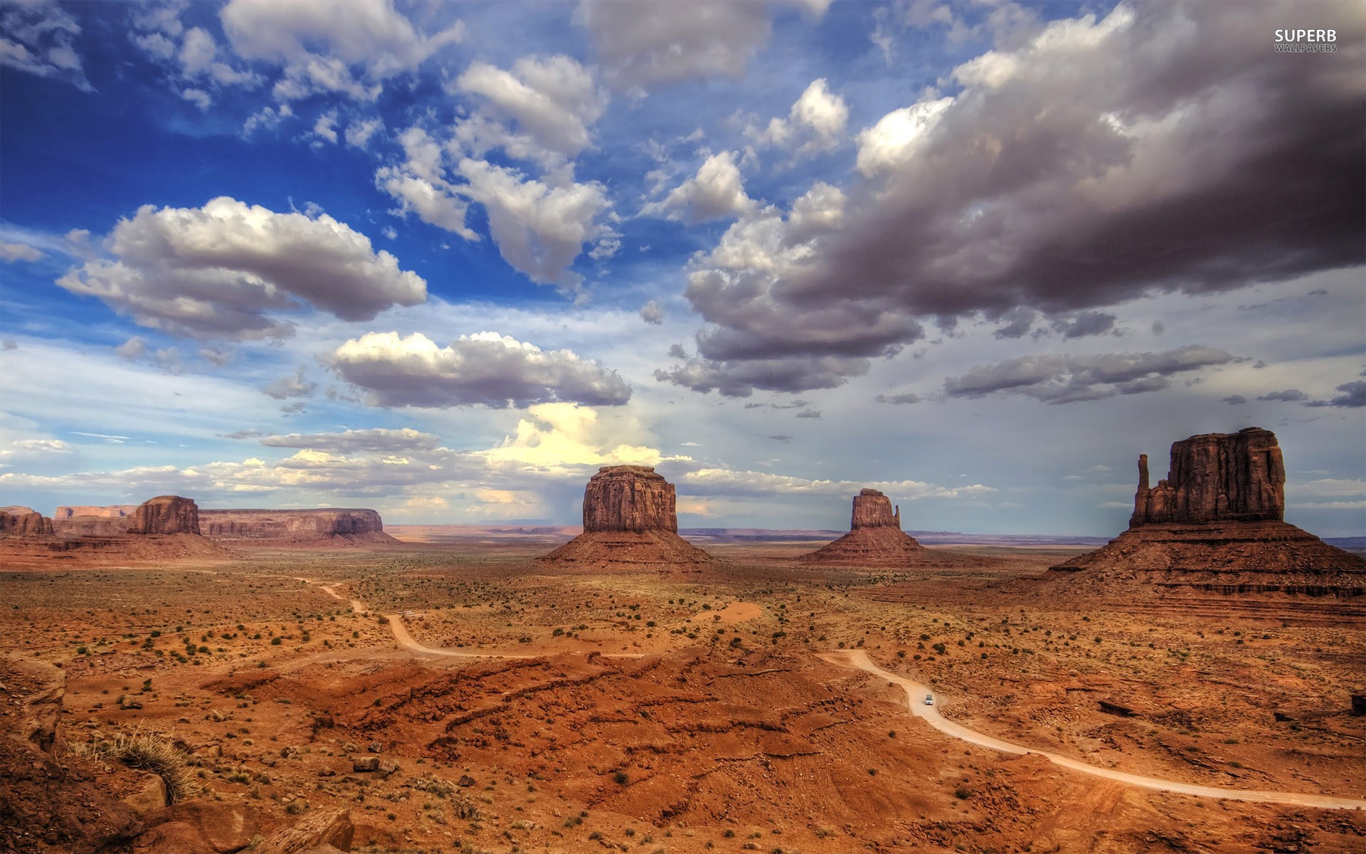 road, Route 66, USA, Highway, Monument Valley, Colorado, Mountains, Nature, Landscape, Clouds, Birds eye view Wallpaper