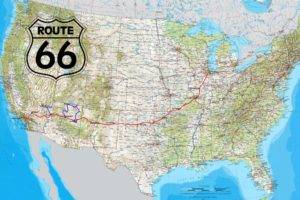 road, Route 66, USA, Highway, Map, North America, Canada, Coast, Sea, Border