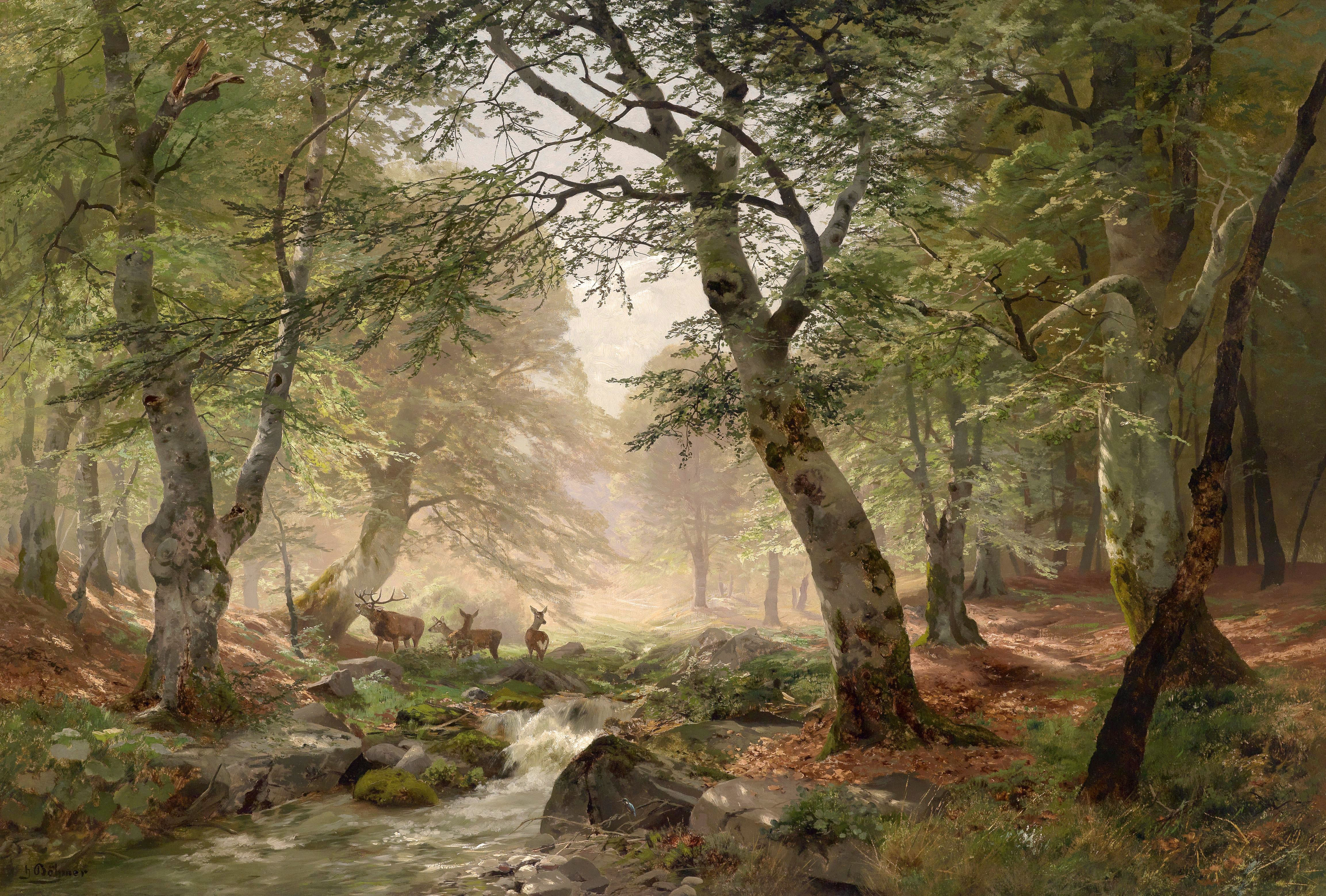 forest, Landscape, Classic art Wallpaper