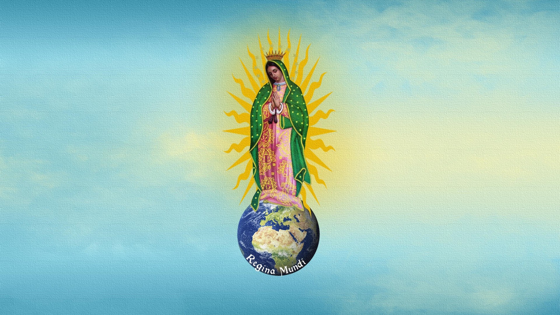 Virgin Mary, Earth, Clouds, Christianity, Painting Wallpaper