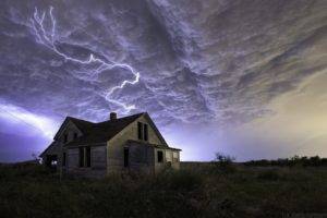 Nebraska, Lightning, Clouds, Nature, Cabin, Sky, Storm