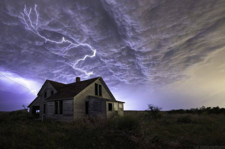 Nebraska, Lightning, Clouds, Nature, Cabin, Sky, Storm HD Wallpaper Desktop Background