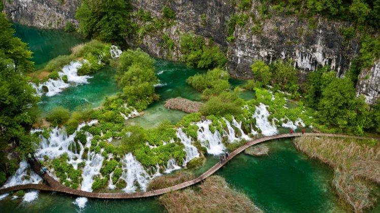 green, Water, Landscape, Nature, Waterfall, Croatia, Plitvice National Park HD Wallpaper Desktop Background