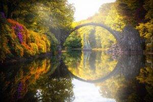 Gablenz, Germany, Water, Landscape, Fall, Trees