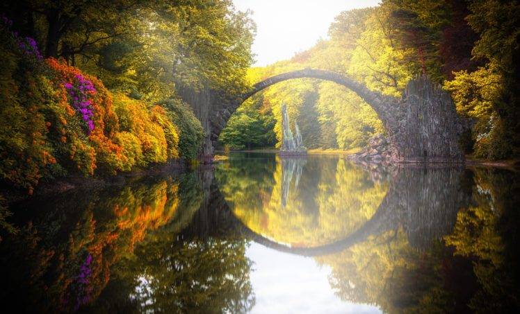 Gablenz, Germany, Water, Landscape, Fall, Trees HD Wallpaper Desktop Background