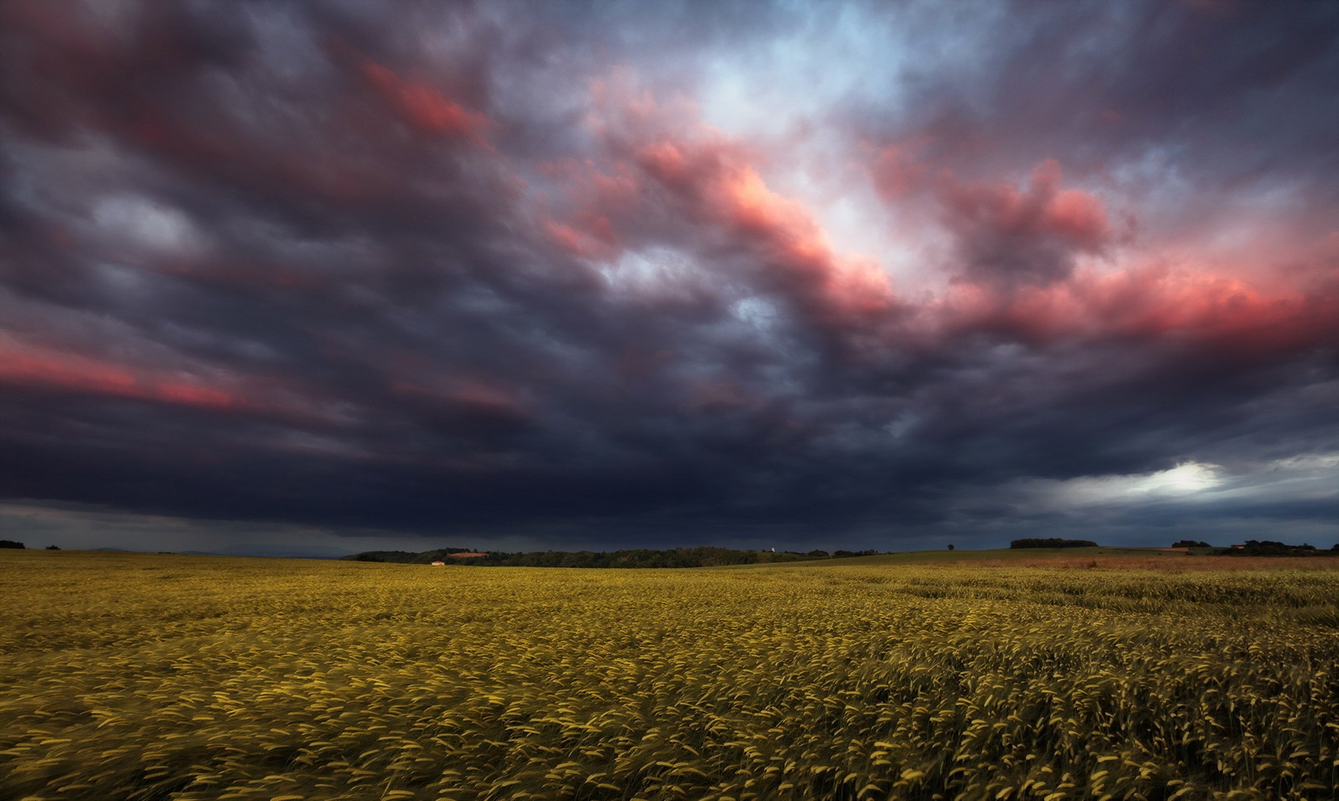 landscape, Clouds, Field Wallpaper