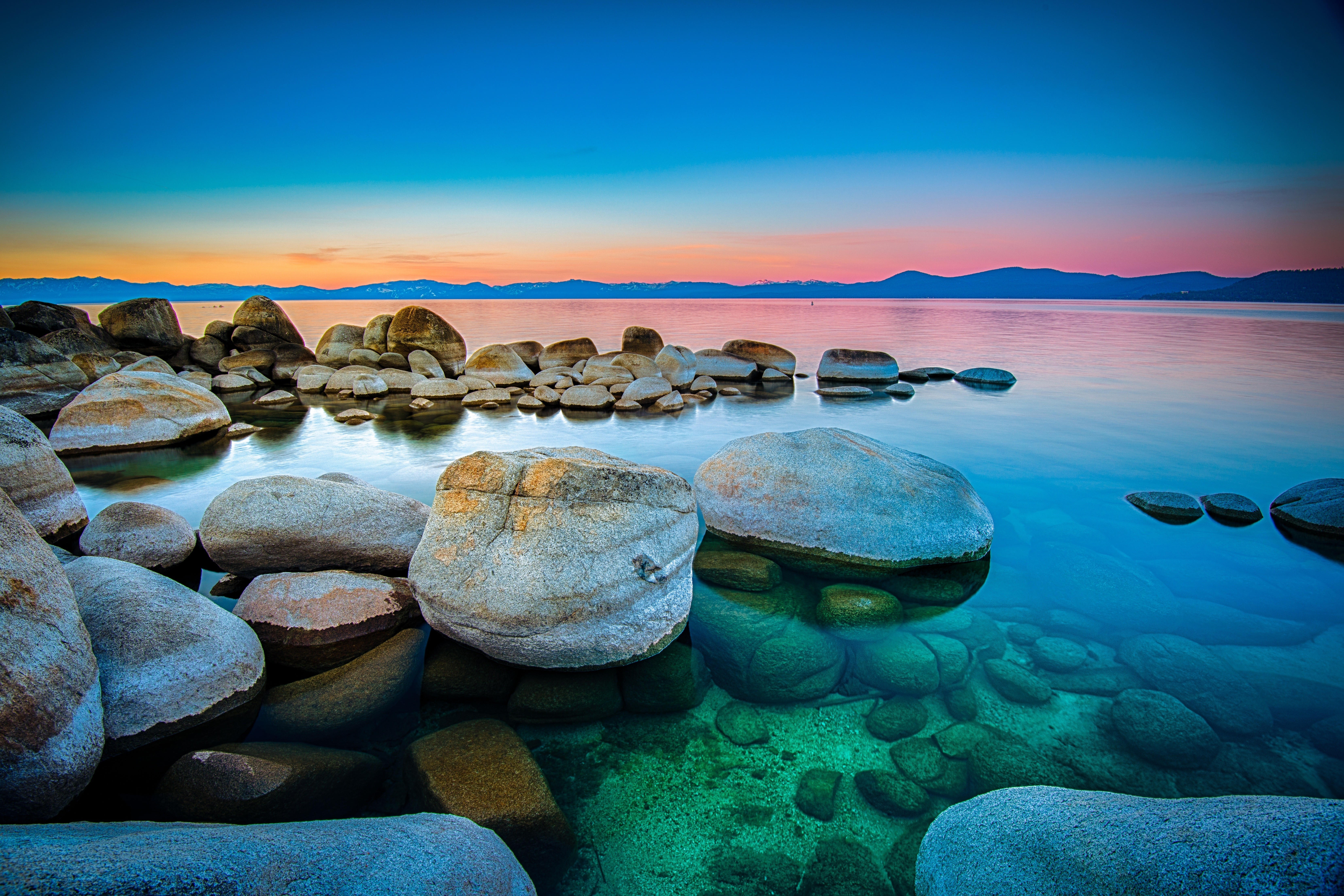 landscape, Coast, Lake, Rocks Wallpaper