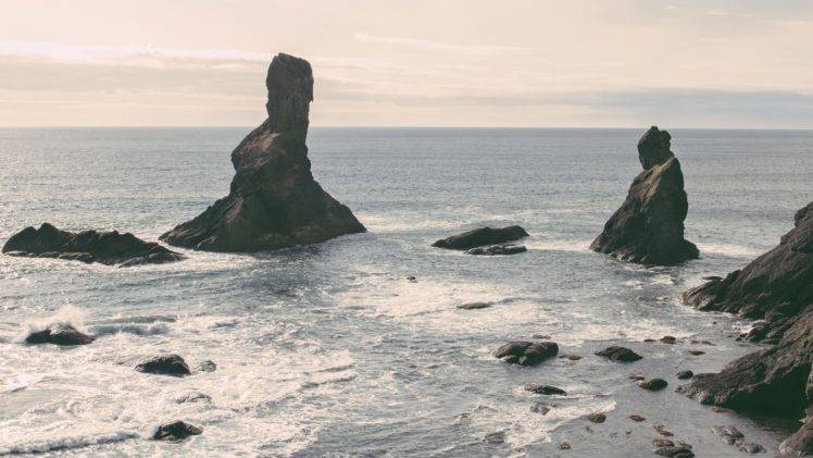 sea, Rock, Nature, Sky, Horizon HD Wallpaper Desktop Background