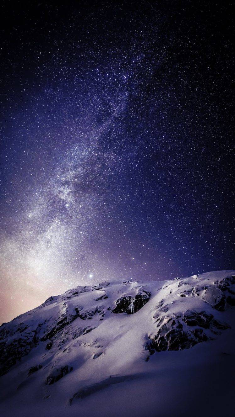 sky, Mountains, Portrait display, Night, Snow, Edited, IOS HD Wallpaper Desktop Background