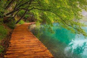 landscape, Photography, Nature, Walkway, Lake, Trees, Path, Turquoise, Water, Plitvice National Park, Croatia