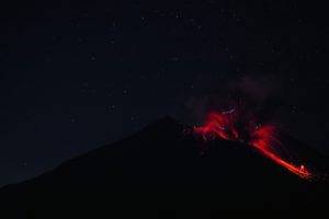 landscape, Night, Volcano, Eruptions