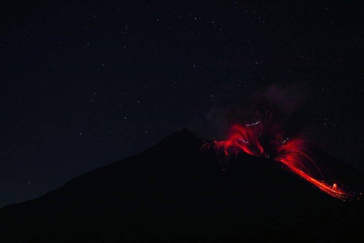 landscape, Night, Volcano, Eruptions HD Wallpaper Desktop Background