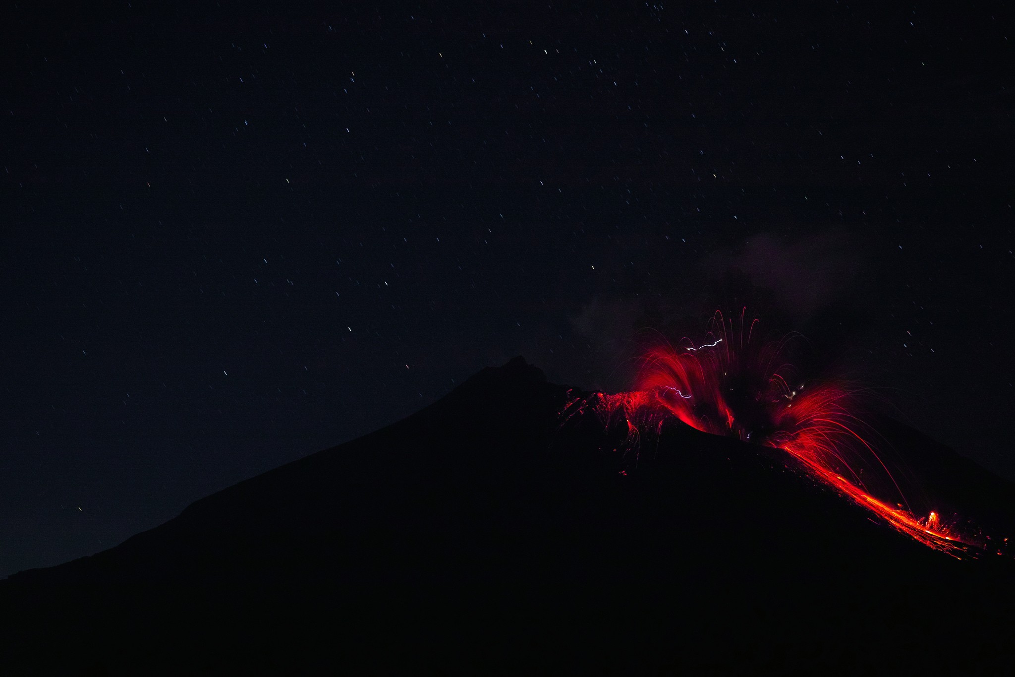 landscape, Night, Volcano, Eruptions Wallpaper