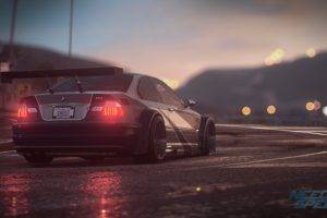 BMW M3 GTR, Vehicle, Car, Tuning, Road, Video games, Tailights, Depth of field, Need for Speed