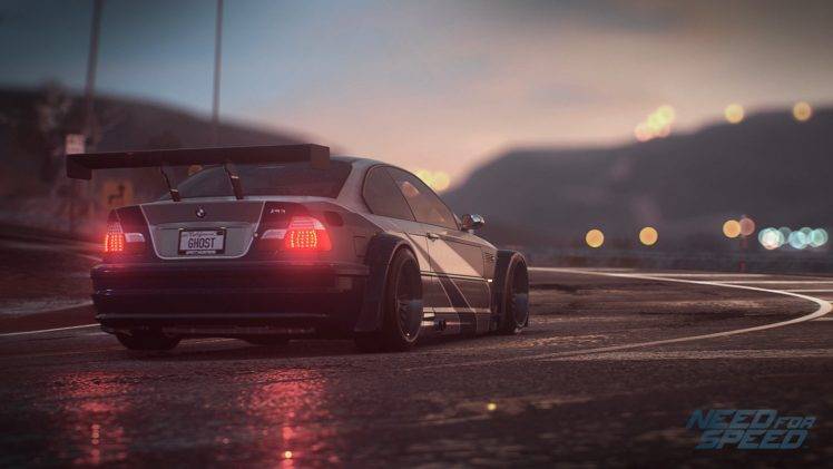 BMW M3 GTR, Vehicle, Car, Tuning, Road, Video games, Tailights, Depth of field, Need for Speed HD Wallpaper Desktop Background