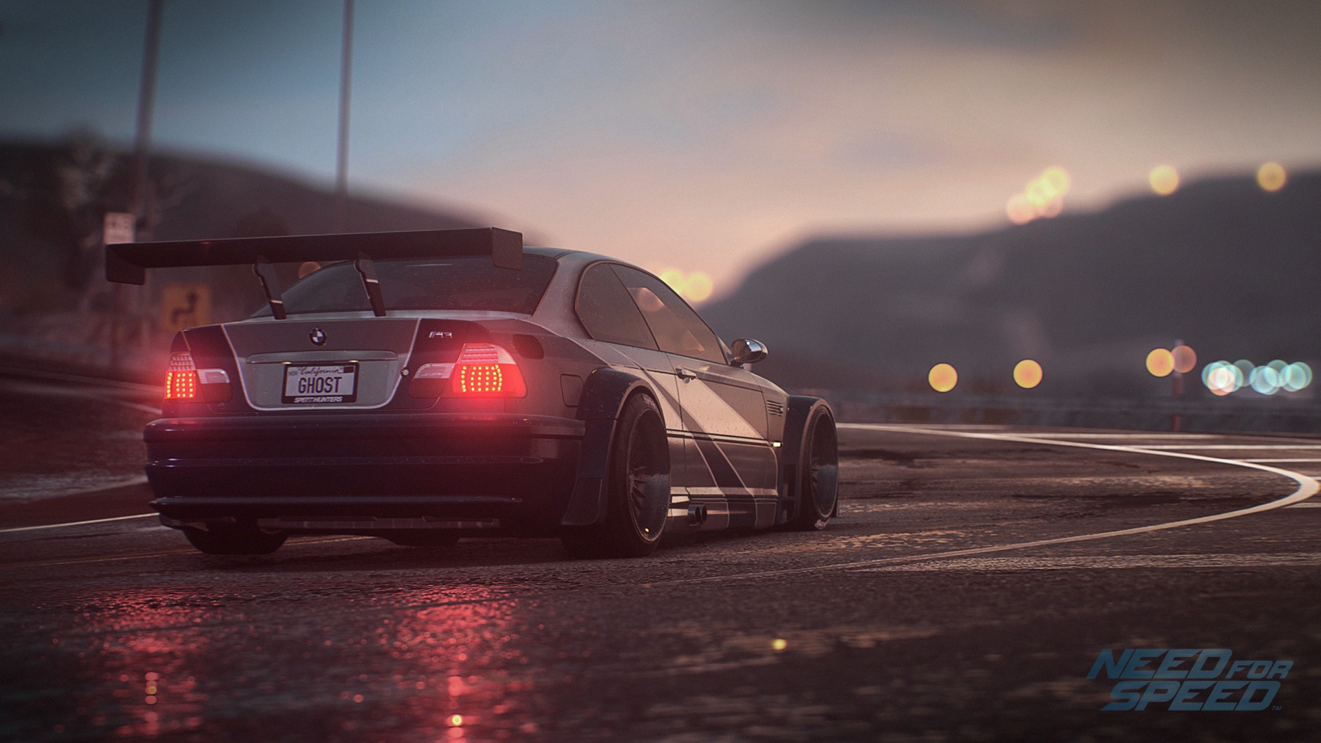 BMW M3 GTR, Vehicle, Car, Tuning, Road, Video games, Tailights, Depth of field, Need for Speed Wallpaper