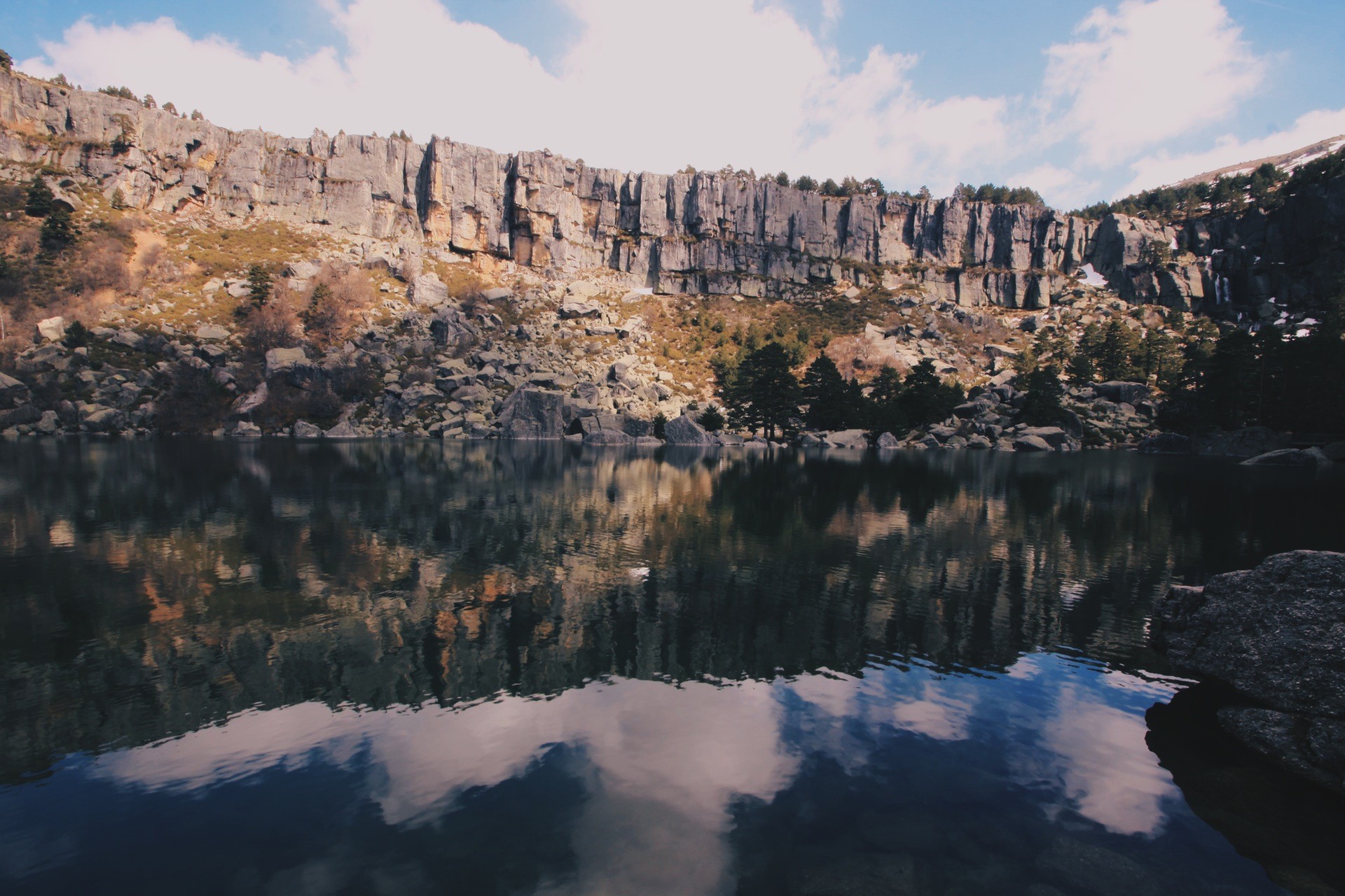 clouds, Daylight, Lake, Landscape, Mountains, River, Water Wallpaper