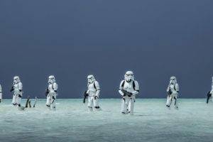 stormtrooper, Rogue One: A Star Wars Story, Star Wars, Sea, Beach