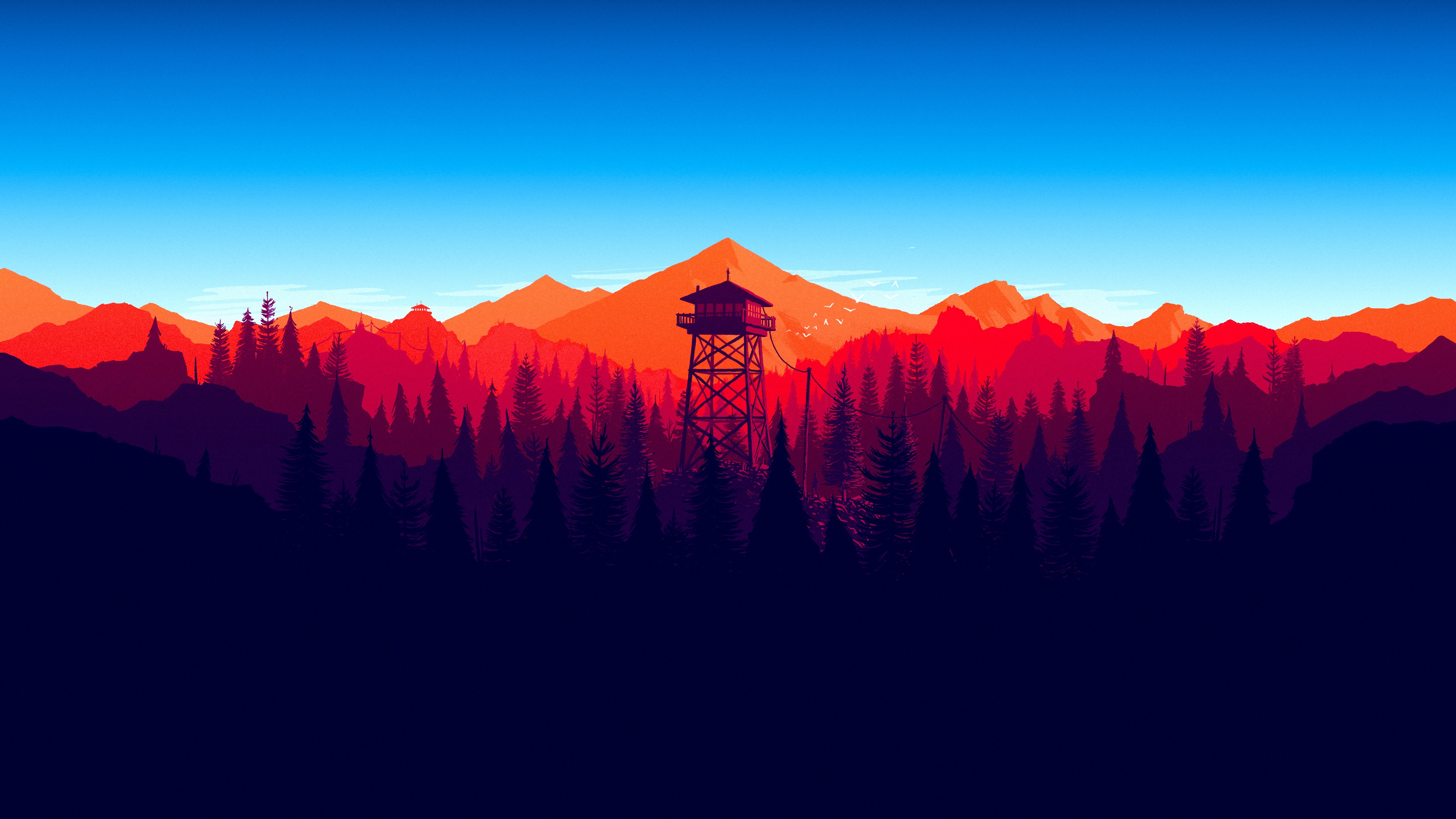 mountains, Minimalism, Forest, Firewatch Wallpapers HD ... - 3840 x 2160 jpeg 1212kB