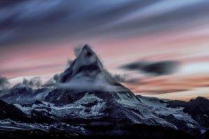 mountains, Sunset, Clouds, Matterhorn