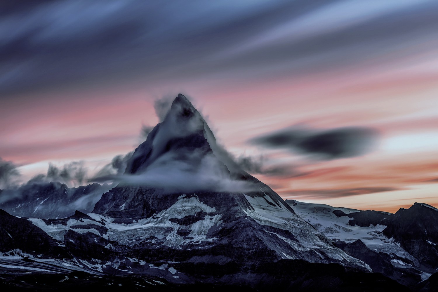 mountains, Sunset, Clouds, Matterhorn Wallpaper