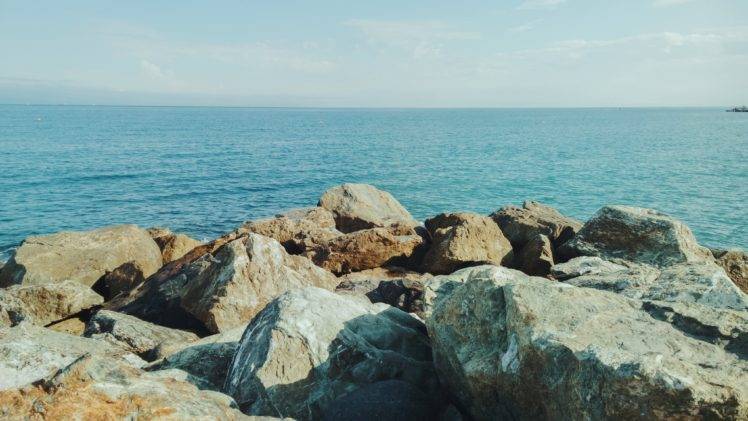 sea, Rocks, Clear sky, Nature HD Wallpaper Desktop Background