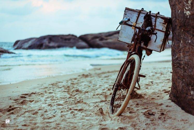 bicycle, Rocks, Beach, Sea HD Wallpaper Desktop Background