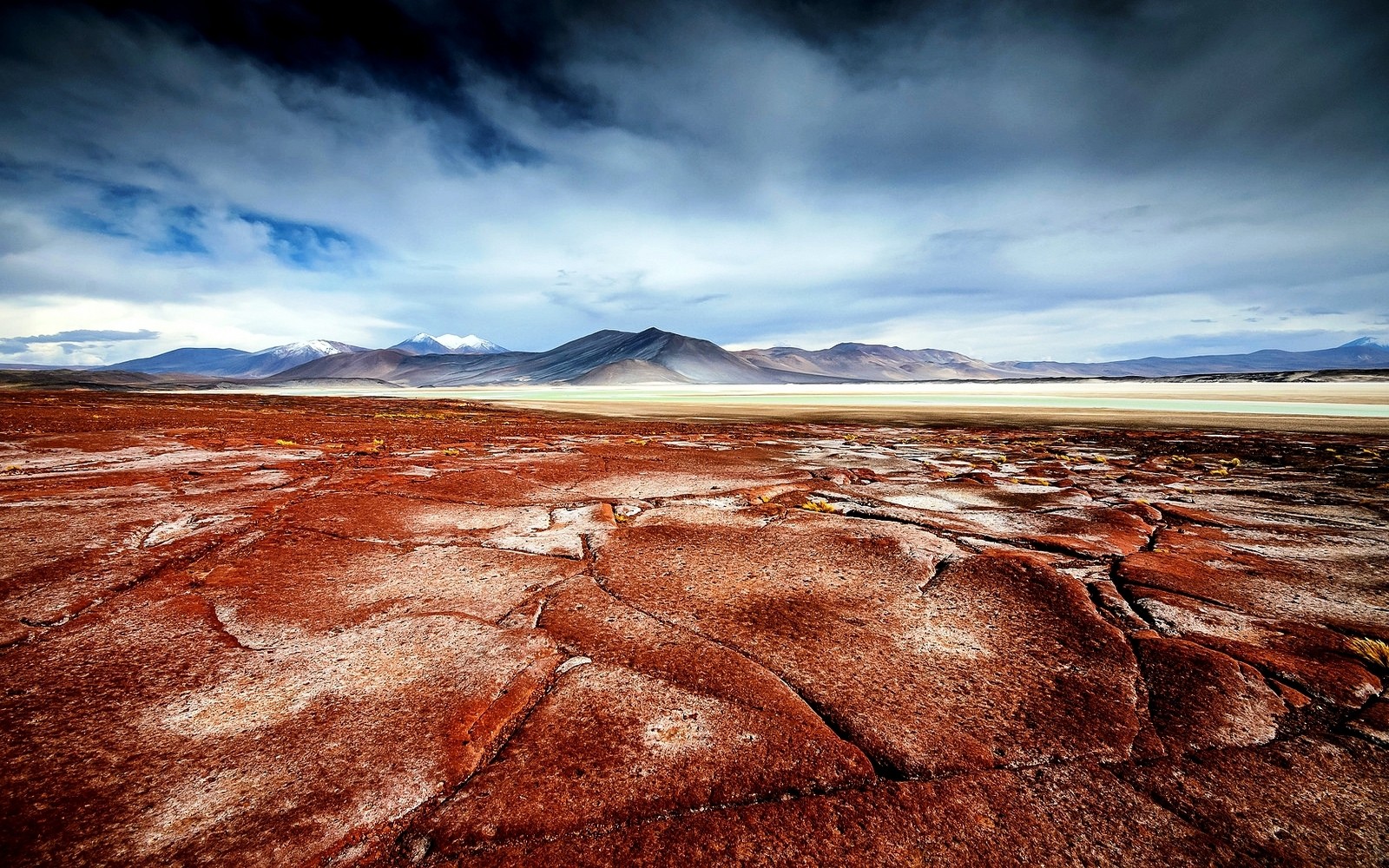 photography, Landscape, Nature, Desert, Salt lakes, Mountains, Clouds, Atacama Desert, Chile Wallpaper