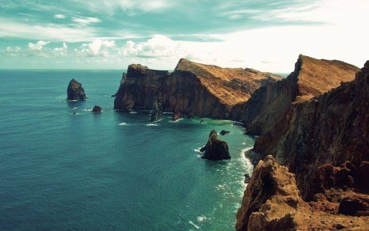 sea, Coast, Clouds, Sky, Rocks, Cliff, Madeira HD Wallpaper Desktop Background