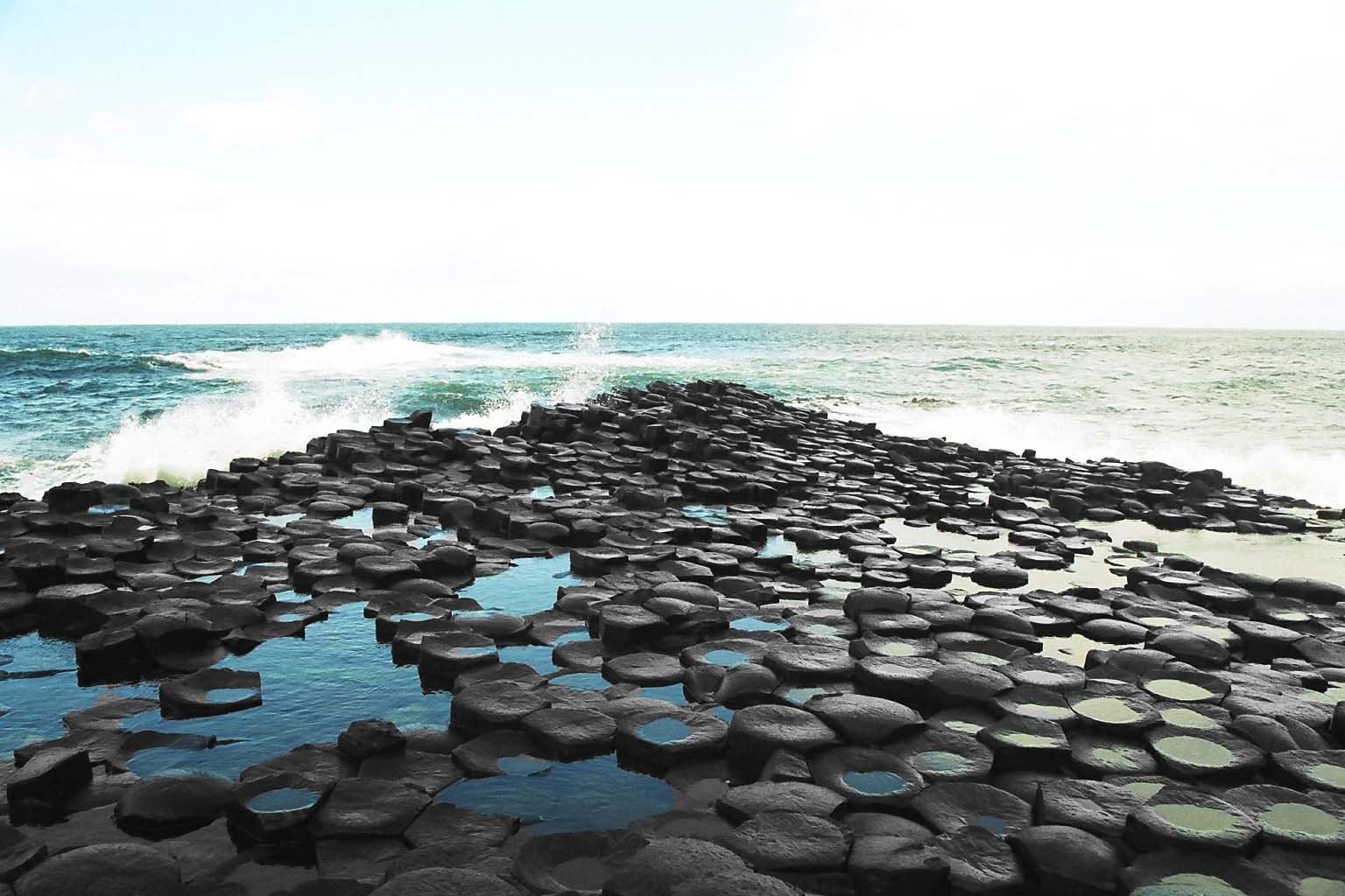 Giants Causeway, Sea, Sky, Rock formation, Ireland, Photoshop Wallpaper