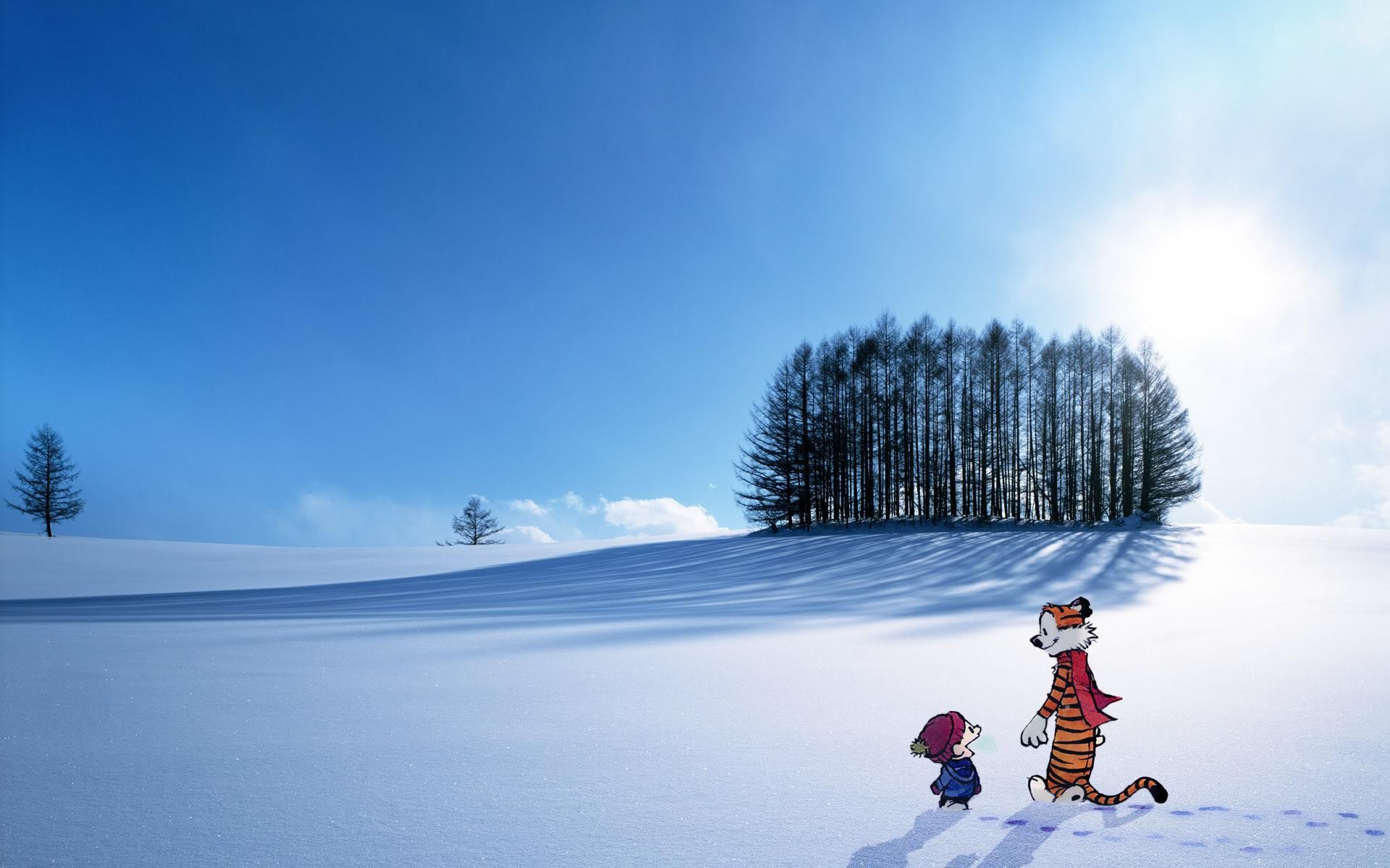 Calvin and Hobbes, Landscape, Snow Wallpaper