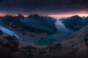 photographer, Nature, Photography, Landscape, Panorama, Glaciers, Mountains, Sunset, Fjord, Greenland