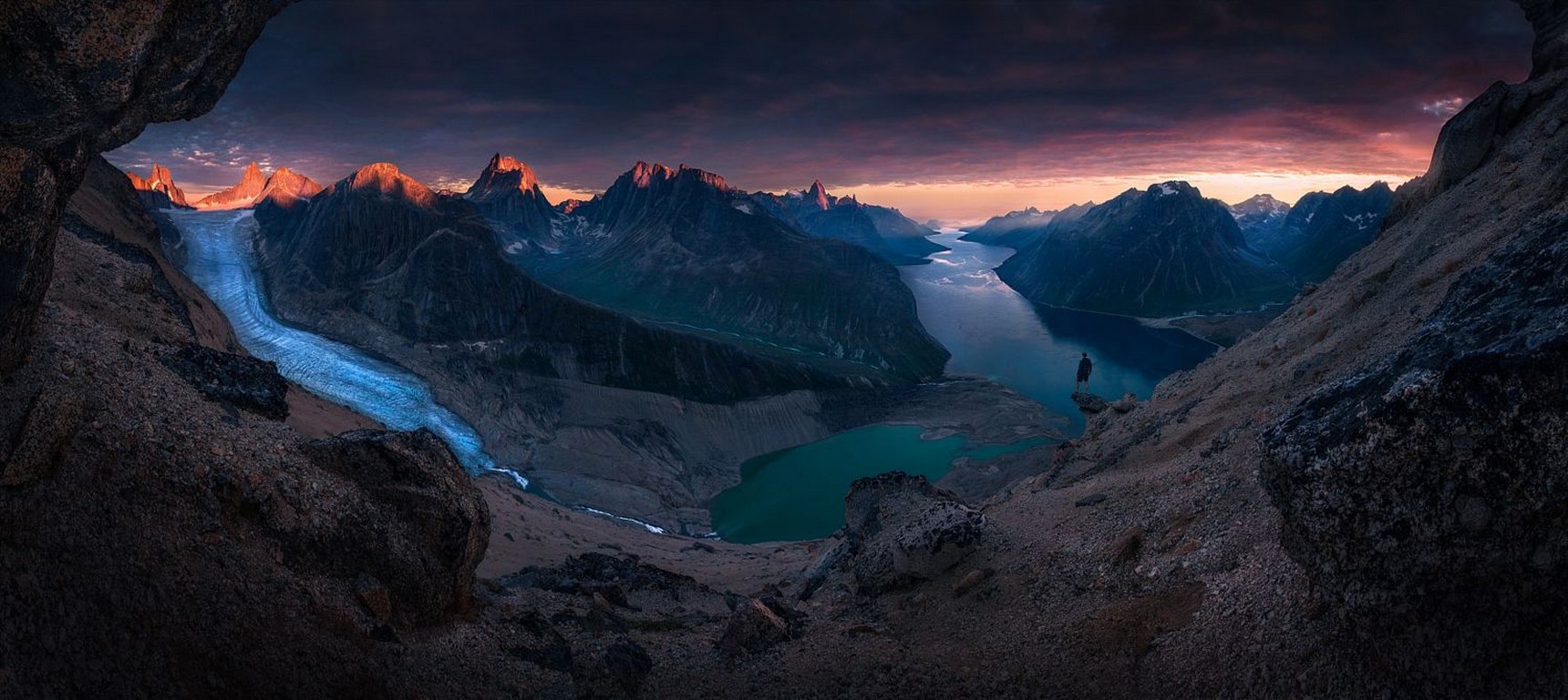 photographer, Nature, Photography, Landscape, Panorama, Glaciers, Mountains, Sunset, Fjord, Greenland Wallpaper