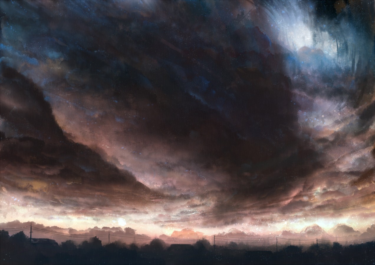 clouds, Cataclysm, Thunder, Fantasy art, Painting Wallpaper