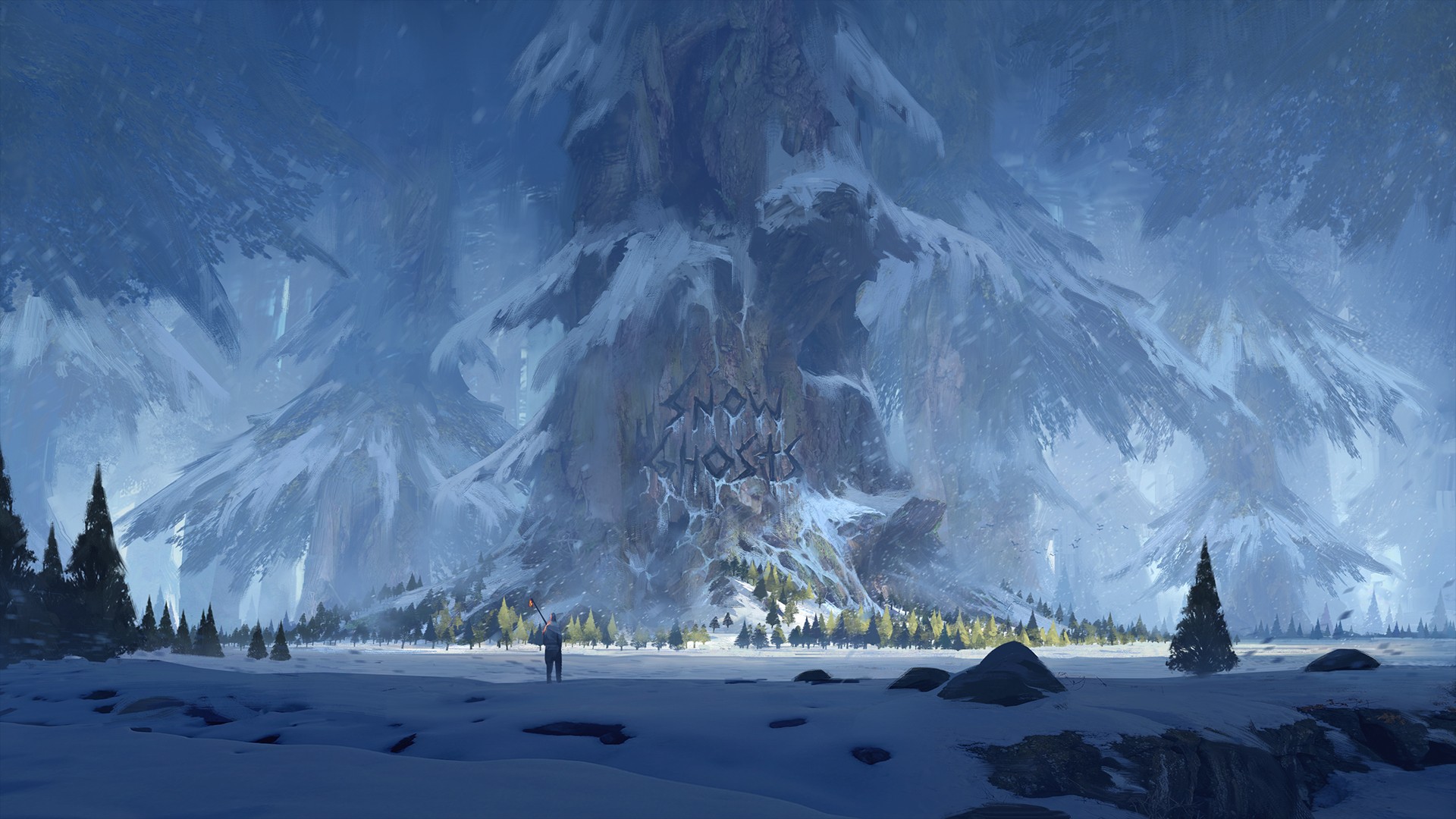 snow, Trees, Winter, Ghost, Forest, Fan art, Fantasy art Wallpaper