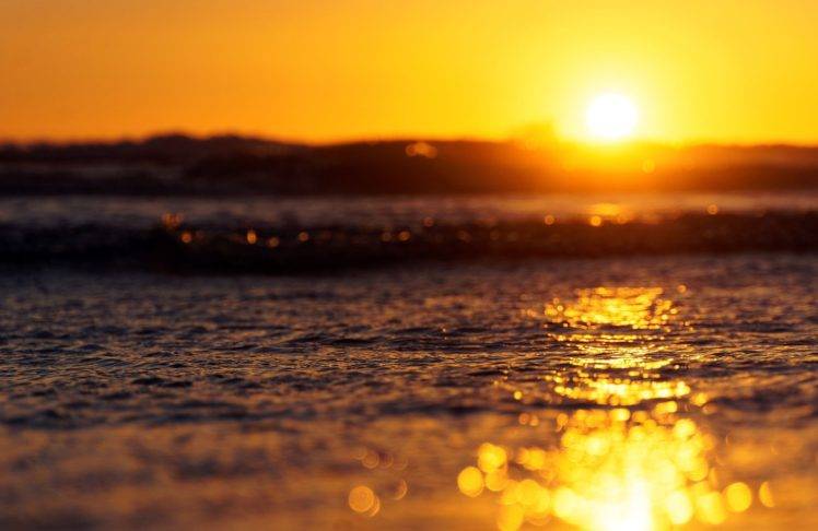 sea, Depth of field, Water, Bokeh, Sun, Horizon HD Wallpaper Desktop Background