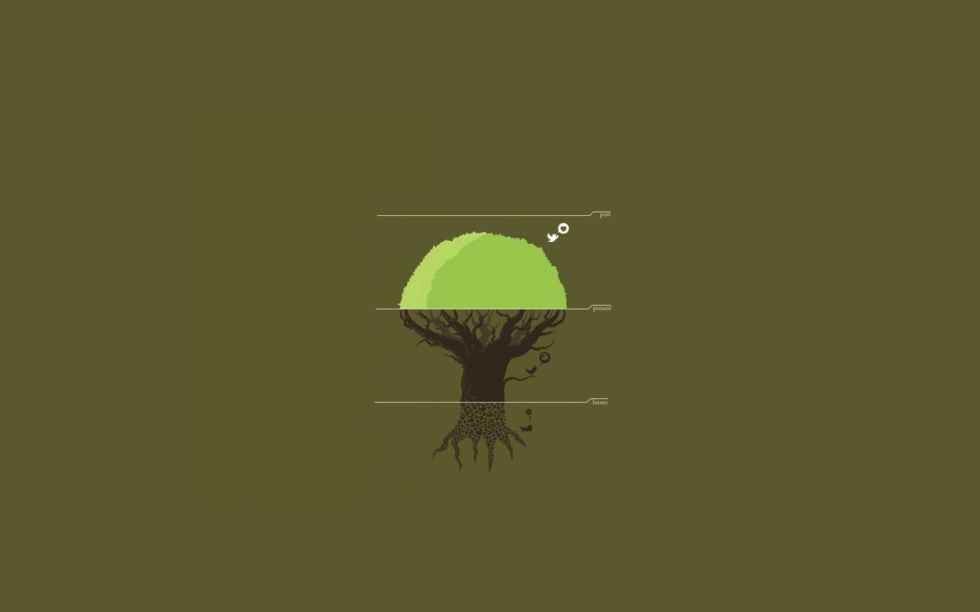 minimalism, Trees, Nature, Digital art, Simple background Wallpaper