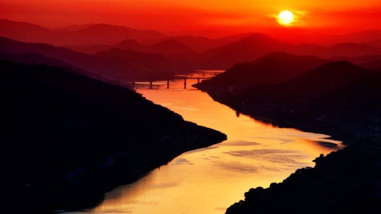 landscape, Sunset, Sunlight, River, Nature HD Wallpaper Desktop Background