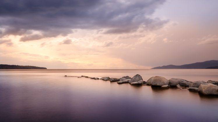 calm waters, Calm, Landscape, Sky, Stones, Nature HD Wallpaper Desktop Background