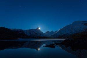 calm waters, Calm, Landscape, Nature, Night, Mountains