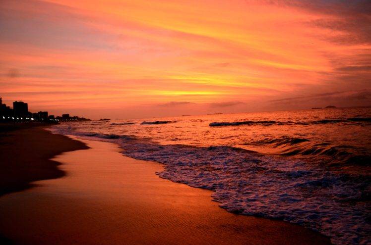 beach, Sunset, Nature, Water HD Wallpaper Desktop Background