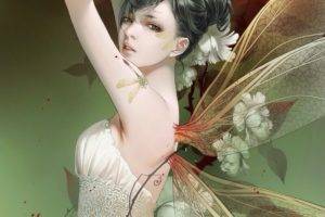 fairies, White flowers, White dress