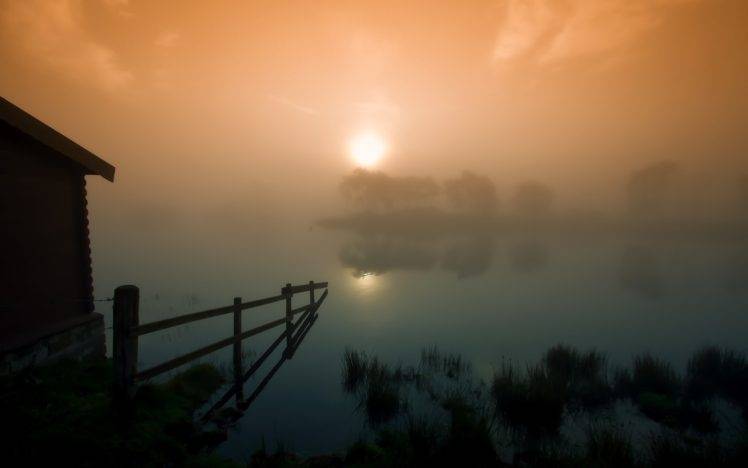 landscape, Nature, Mist, Sunset HD Wallpaper Desktop Background