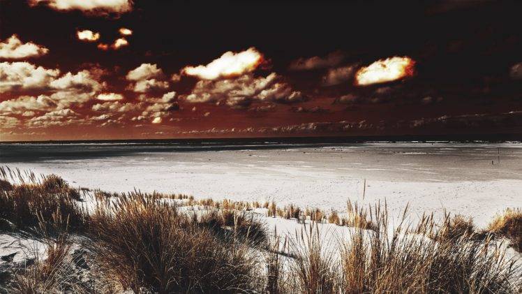 beach, Landscape, Island, Clouds, North Sea, Photoshop HD Wallpaper Desktop Background