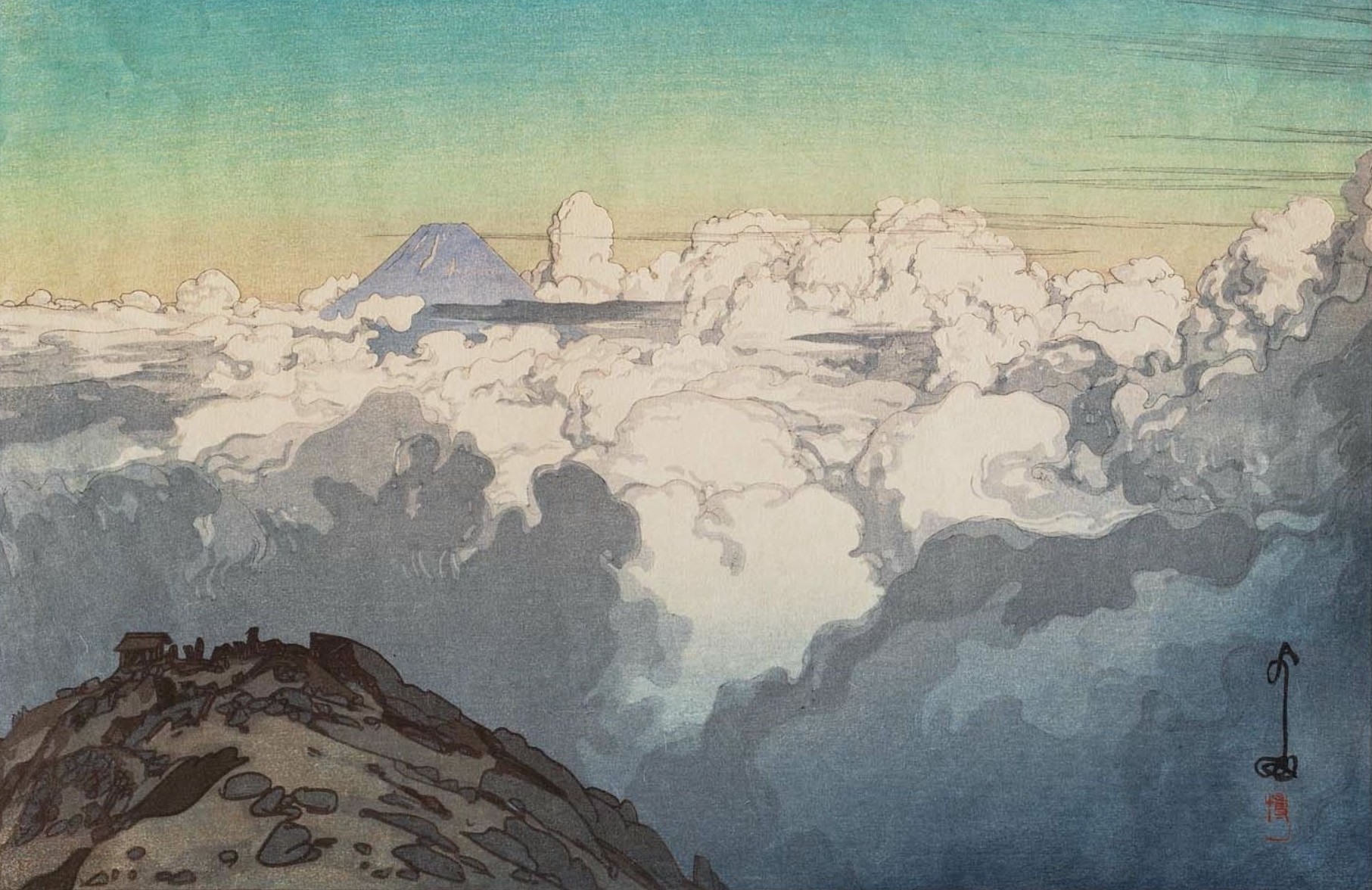 Yoshida Hiroshi, Japanese, Artwork, Painting, Mountains, Clouds Wallpaper