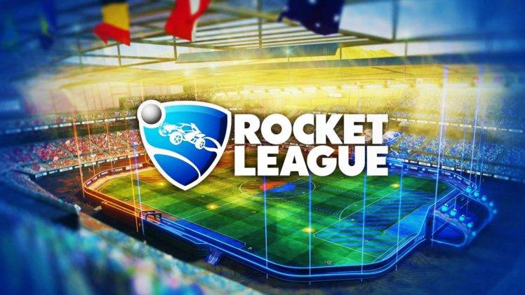 rocket, Rocketleague, Car, Racing simulators, Drive, Video games, Stadium, Blue, Green, Goal, Soccer pitches, Soccer, Soccer ball, Yellow HD Wallpaper Desktop Background