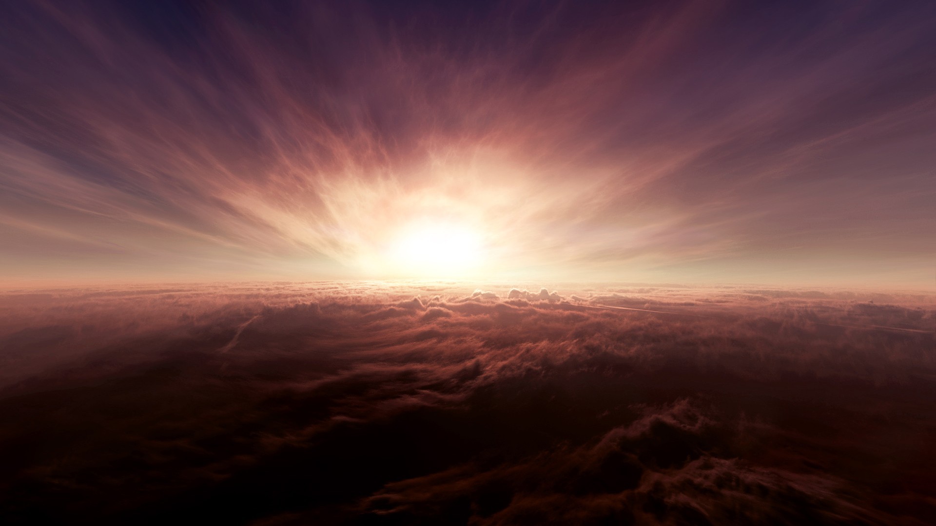 horizon, Clouds, Sun rays Wallpaper