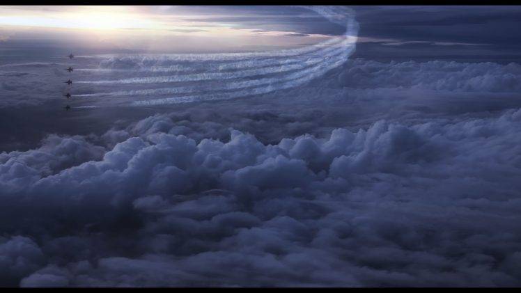 clouds, Jet fighter, Horizon, Jets, Aerobatic team HD Wallpaper Desktop Background